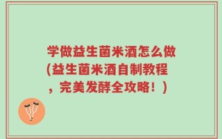 学做益生菌米酒怎么做(益生菌米酒自制教程，完美发酵全攻略！)