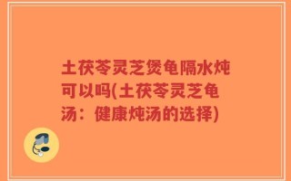 土茯苓灵芝煲龟隔水炖可以吗(土茯苓灵芝龟汤：健康炖汤的选择)