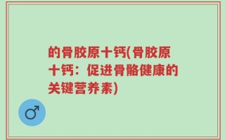 的骨胶原十钙(骨胶原十钙：促进骨骼健康的关键营养素)