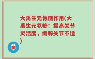 大禹生元氨糖作用(大禹生元氨糖：提高关节灵活度，缓解关节不适)