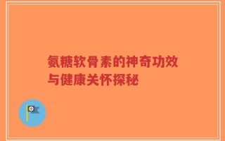 氨糖软骨素的神奇功效与健康关怀探秘