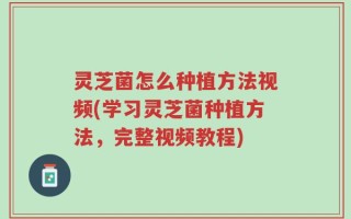 灵芝菌怎么种植方法视频(学习灵芝菌种植方法，完整视频教程)