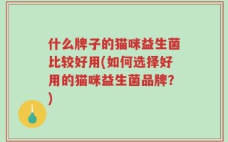什么牌子的猫咪益生菌比较好用(如何选择好用的猫咪益生菌品牌？)