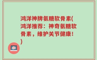 鸿洋神牌氨糖软骨素(鸿洋推荐：神奇氨糖软骨素，维护关节健康！)