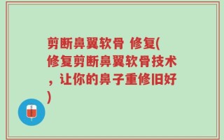 剪断鼻翼软骨 修复(修复剪断鼻翼软骨技术，让你的鼻子重修旧好)