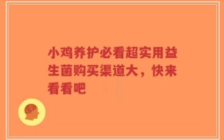 小鸡养护必看超实用益生菌购买渠道大，快来看看吧