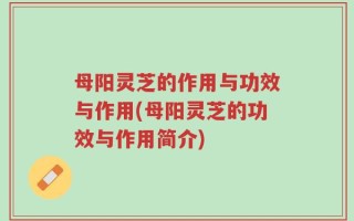 母阳灵芝的作用与功效与作用(母阳灵芝的功效与作用简介)