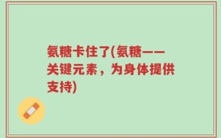 氨糖卡住了(氨糖——关键元素，为身体提供支持)