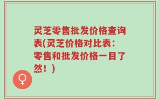 灵芝零售批发价格查询表(灵芝价格对比表：零售和批发价格一目了然！)