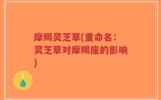 摩羯灵芝草(重命名：灵芝草对摩羯座的影响)