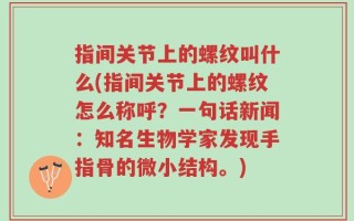 指间关节上的螺纹叫什么(指间关节上的螺纹怎么称呼？一句话新闻：知名生物学家发现手指骨的微小结构。)