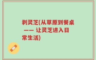 剥灵芝(从草原到餐桌 —— 让灵芝进入日常生活)