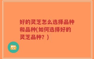 好的灵芝怎么选择品种和品种(如何选择好的灵芝品种？)