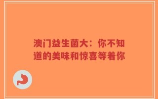 澳门益生菌大：你不知道的美味和惊喜等着你