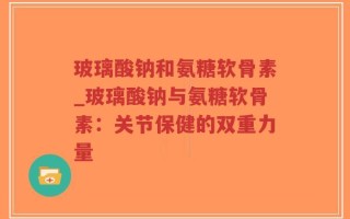 玻璃酸钠和氨糖软骨素_玻璃酸钠与氨糖软骨素：关节保健的双重力量