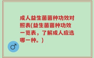 成人益生菌菌种功效对照表(益生菌菌种功效一览表，了解成人应选哪一种。)