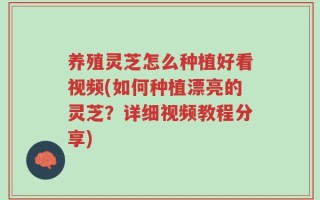 养殖灵芝怎么种植好看视频(如何种植漂亮的灵芝？详细视频教程分享)