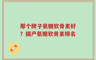 那个牌子氨糖软骨素好？国产氨糖软骨素排名
