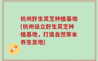 杭州野生灵芝种植基地(杭州设立野生灵芝种植基地，打造自然草本养生圣地)