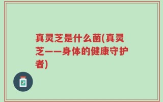 真灵芝是什么菌(真灵芝——身体的健康守护者)