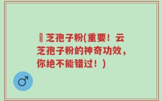 雲芝孢子粉(重要！云芝孢子粉的神奇功效，你绝不能错过！)