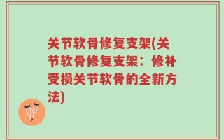 关节软骨修复支架(关节软骨修复支架：修补受损关节软骨的全新方法)