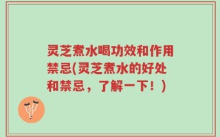 灵芝煮水喝功效和作用禁忌(灵芝煮水的好处和禁忌，了解一下！)