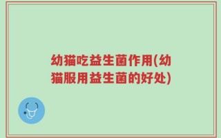 幼猫吃益生菌作用(幼猫服用益生菌的好处)