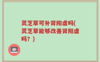 灵芝草可补肾阳虚吗(灵芝草能够改善肾阳虚吗？)
