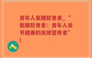 青年人氨糖软骨素_“氨糖软骨素：青年人关节健康的关键营养素”)