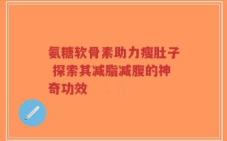氨糖软骨素助力瘦肚子 探索其减脂减腹的神奇功效