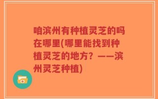 咱滨州有种植灵芝的吗在哪里(哪里能找到种植灵芝的地方？——滨州灵芝种植)