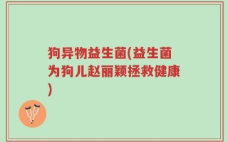 狗异物益生菌(益生菌为狗儿赵丽颖拯救健康)