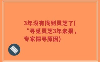 3年没有找到灵芝了(“寻觅灵芝3年未果，专家探寻原因)