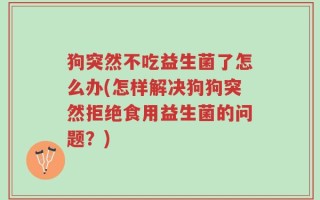狗突然不吃益生菌了怎么办(怎样解决狗狗突然拒绝食用益生菌的问题？)