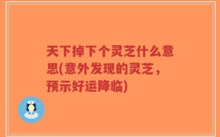 天下掉下个灵芝什么意思(意外发现的灵芝，预示好运降临)