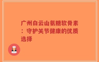 广州白云山氨糖软骨素：守护关节健康的优质选择