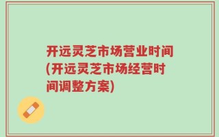 开远灵芝市场营业时间(开远灵芝市场经营时间调整方案)