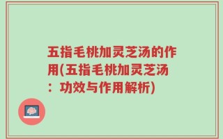 五指毛桃加灵芝汤的作用(五指毛桃加灵芝汤：功效与作用解析)