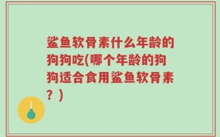 鲨鱼软骨素什么年龄的狗狗吃(哪个年龄的狗狗适合食用鲨鱼软骨素？)