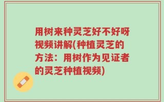 用树来种灵芝好不好呀视频讲解(种植灵芝的方法：用树作为见证者的灵芝种植视频)