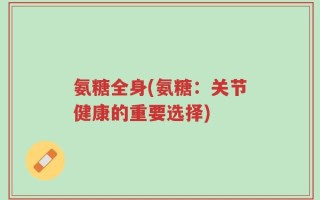 氨糖全身(氨糖：关节健康的重要选择)