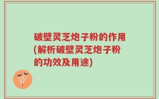 破壁灵芝炮子粉的作用(解析破壁灵芝炮子粉的功效及用途)