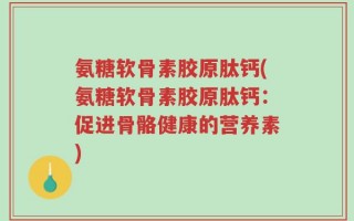 氨糖软骨素胶原肽钙(氨糖软骨素胶原肽钙：促进骨骼健康的营养素)
