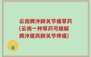 云南腾冲脚关节痛草药(云南一种草药可缓解腾冲居民脚关节疼痛)