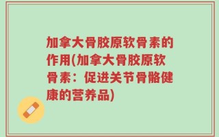 加拿大骨胶原软骨素的作用(加拿大骨胶原软骨素：促进关节骨骼健康的营养品)