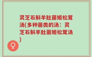 灵芝石斛羊肚菌姬松茸汤(多种菌类的汤：灵芝石斛羊肚菌姬松茸汤)