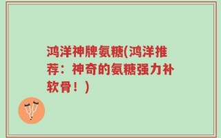 鸿洋神牌氨糖(鸿洋推荐：神奇的氨糖强力补软骨！)