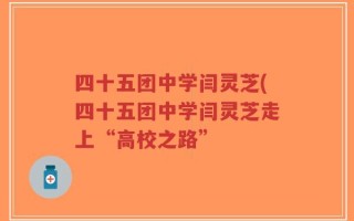 四十五团中学闫灵芝(四十五团中学闫灵芝走上“高校之路”