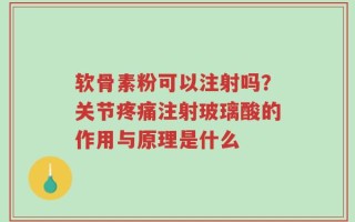 软骨素粉可以注射吗？关节疼痛注射玻璃酸的作用与原理是什么